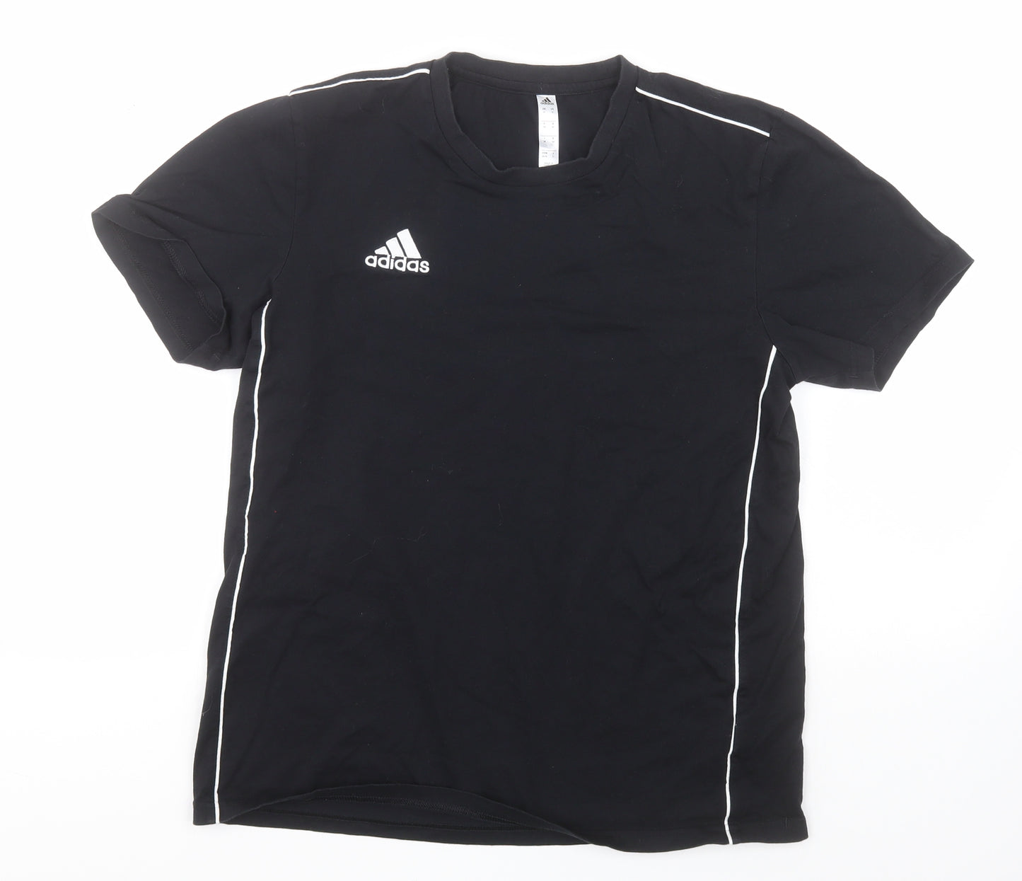 adidas Mens Black  Cotton Basic T-Shirt Size M Round Neck