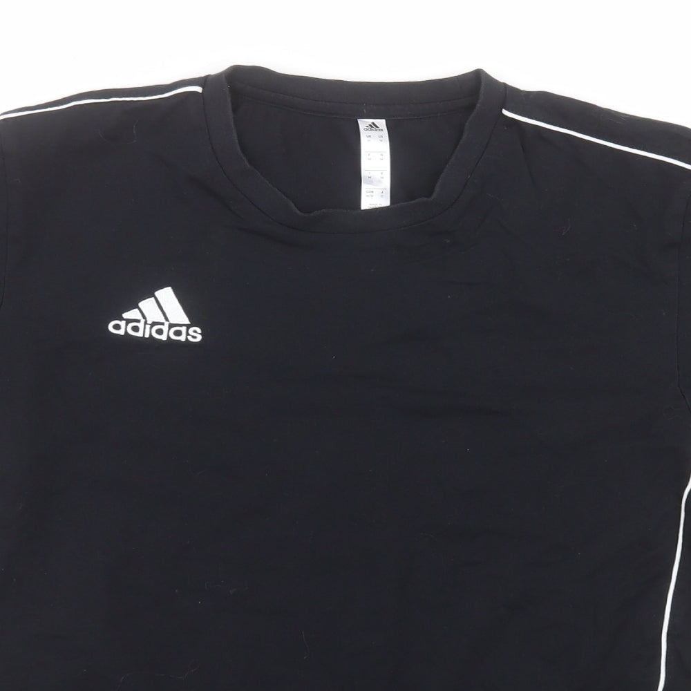 adidas Mens Black  Cotton Basic T-Shirt Size M Round Neck