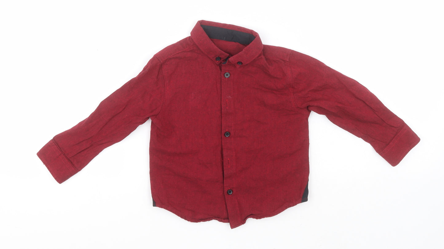 Matalan Baby Red  Cotton Basic Button-Up Size 18-24 Months Collared