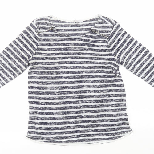 Red Herring Womens Blue Round Neck Striped Polyester Pullover Jumper Size 14