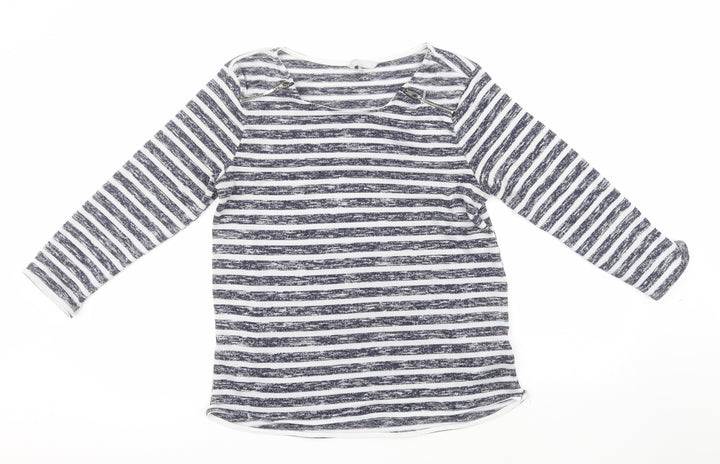 Red Herring Womens Blue Round Neck Striped Polyester Pullover Jumper Size 14