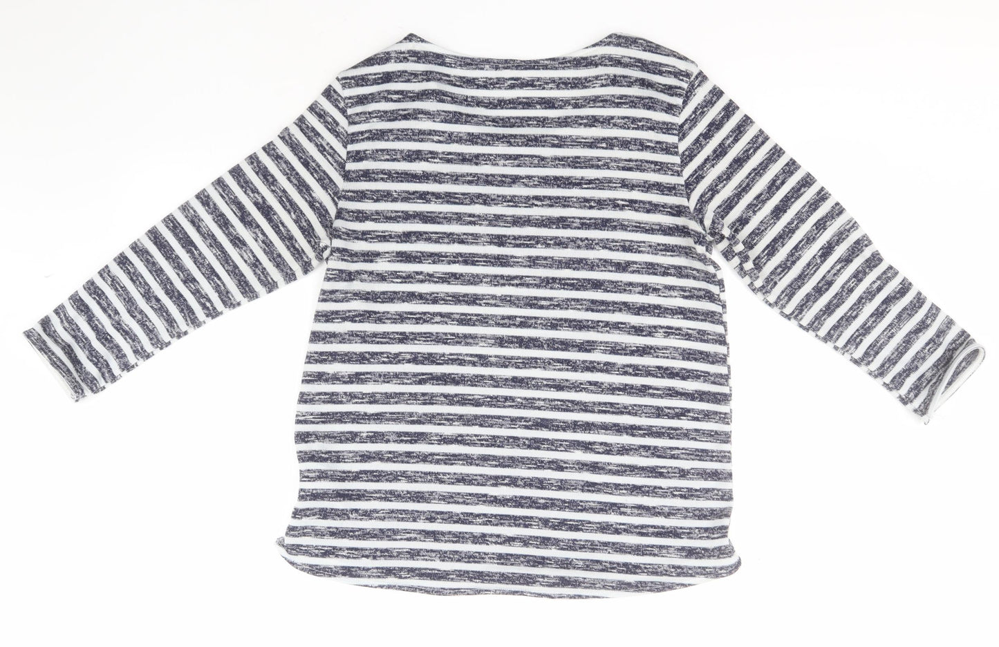 Red Herring Womens Blue Round Neck Striped Polyester Pullover Jumper Size 14