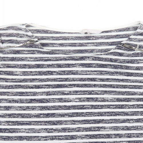 Red Herring Womens Blue Round Neck Striped Polyester Pullover Jumper Size 14