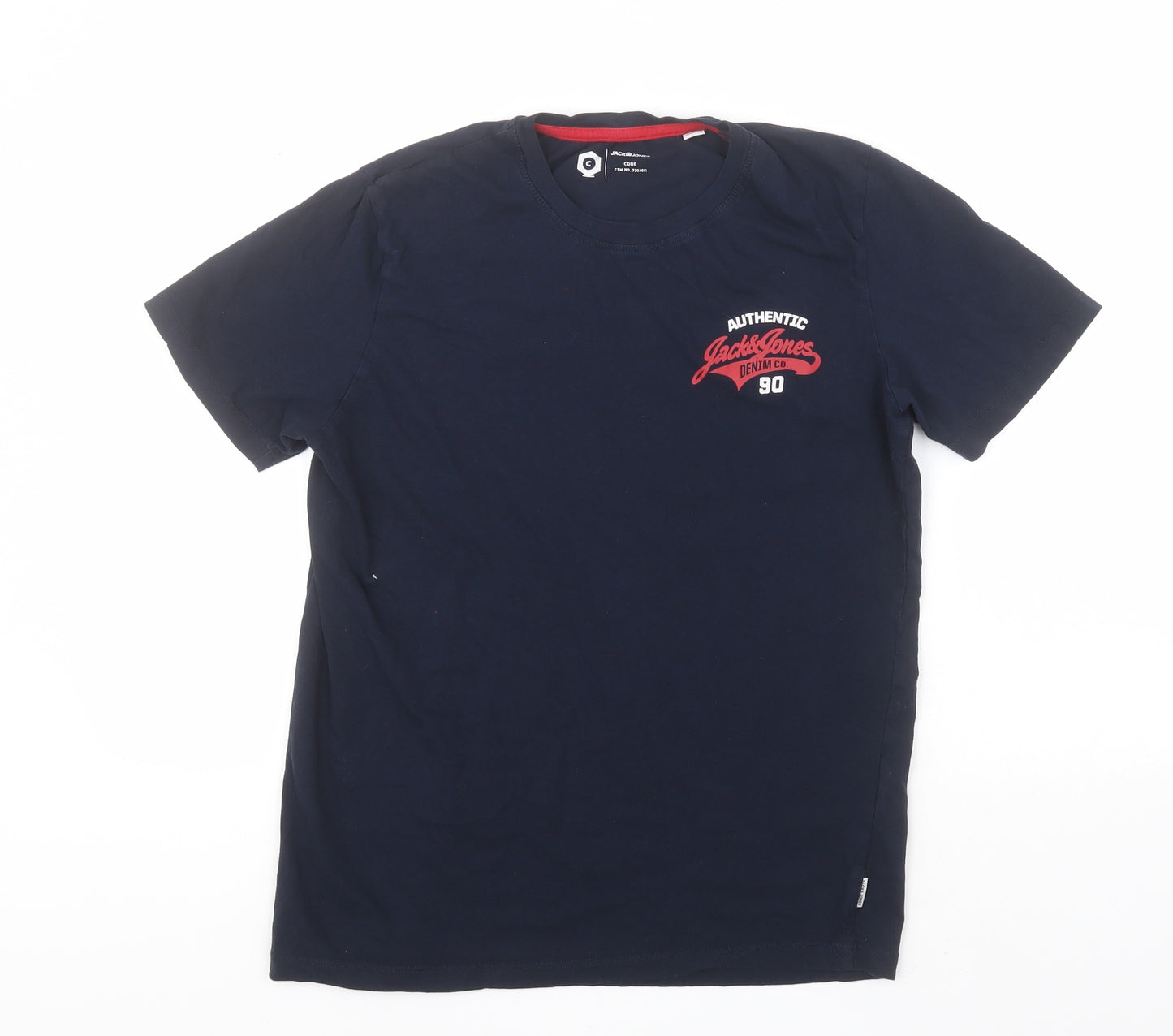 JACK & JONES Mens Blue  Cotton  T-Shirt Size S Round Neck