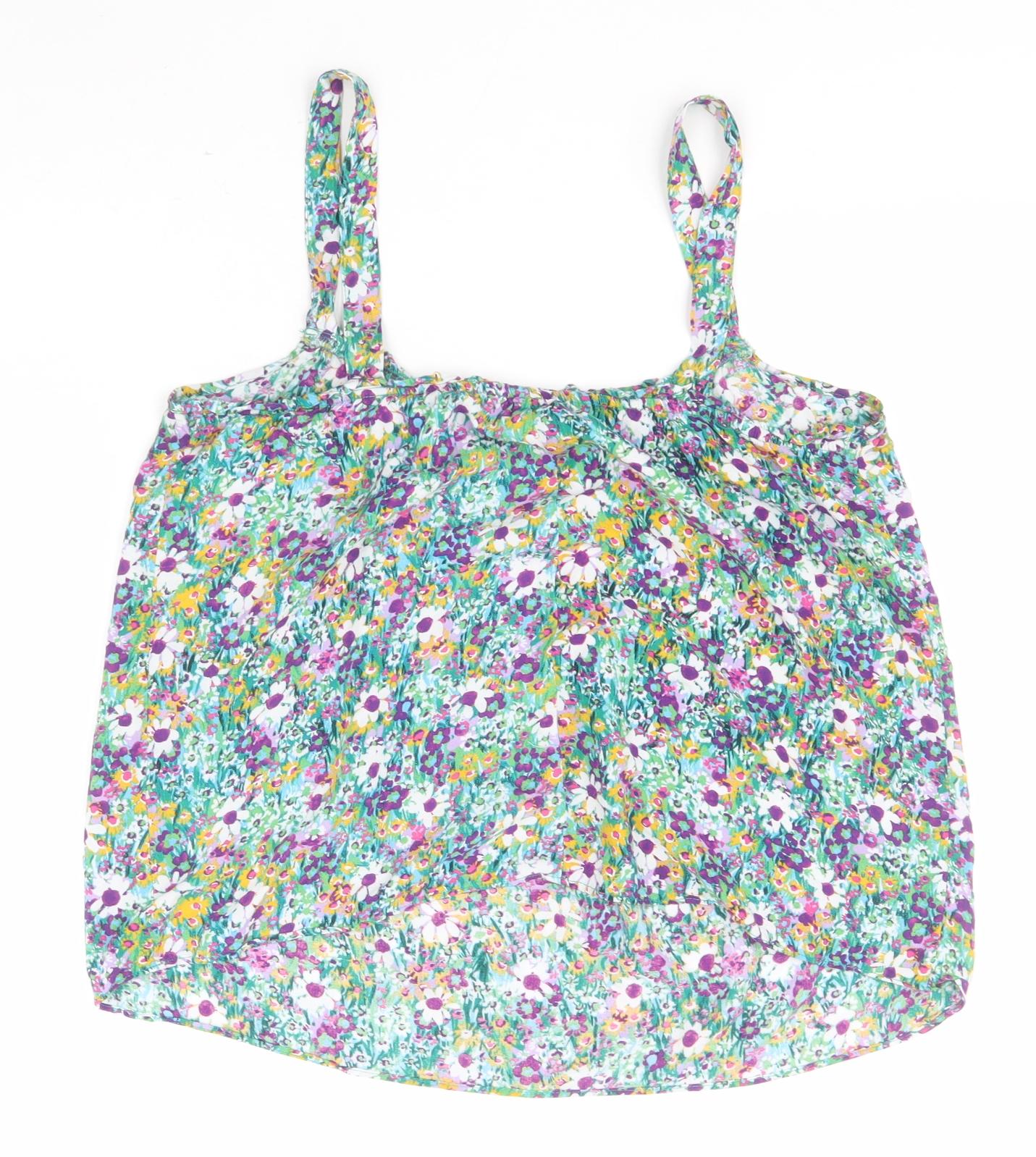 Papaya Womens Multicoloured Floral Viscose Basic Tank Size 16 Off the Shoulder