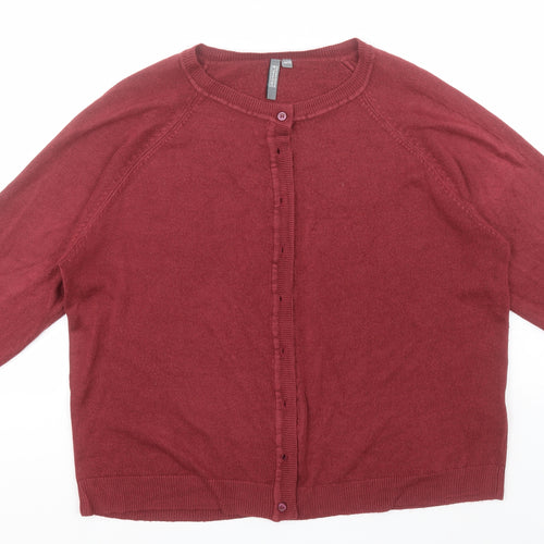 Preworn Womens Pink Round Neck  Acrylic Cardigan Jumper Size 20