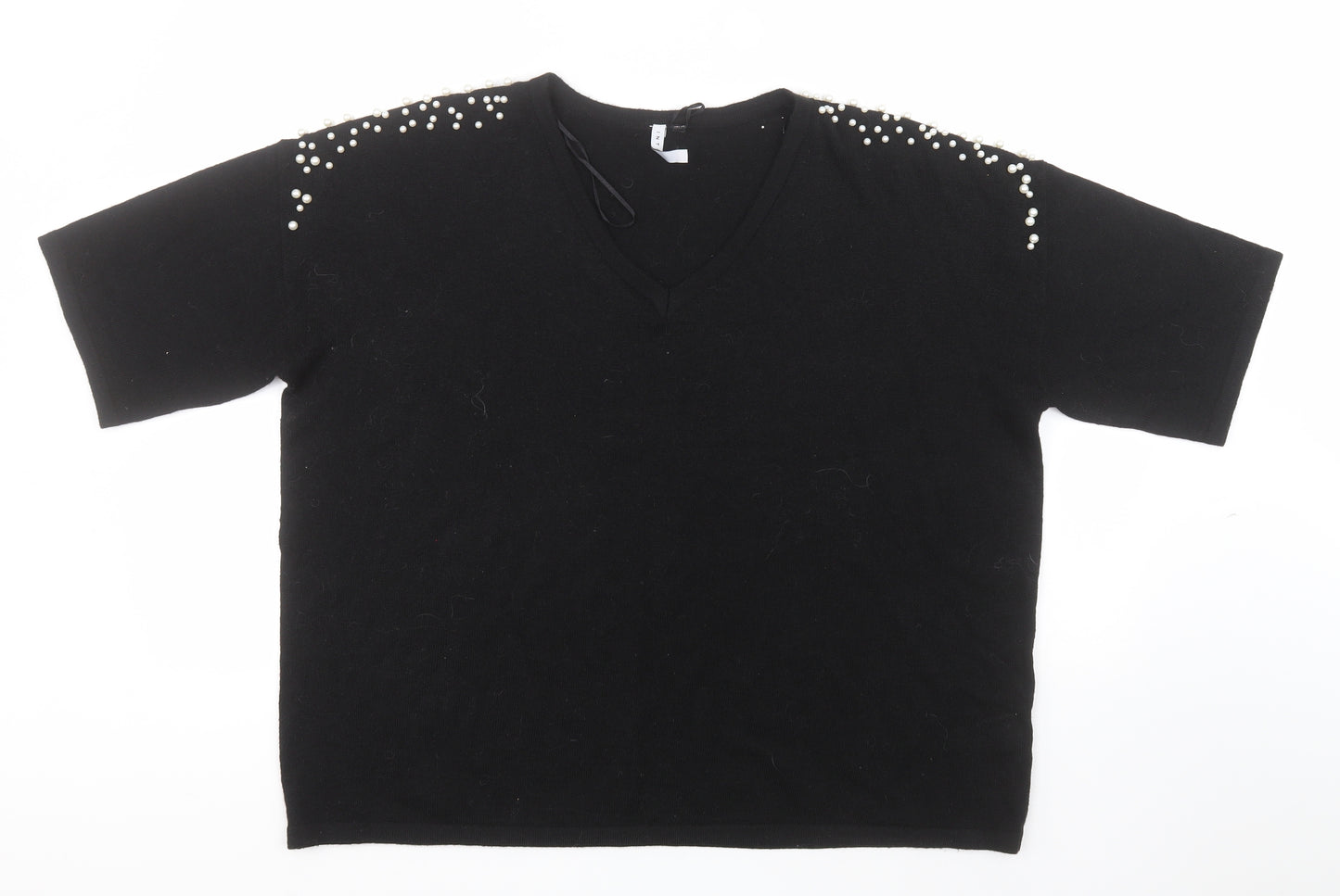 Intuition Womens Black Round Neck  Polyester Pullover Jumper Size 16