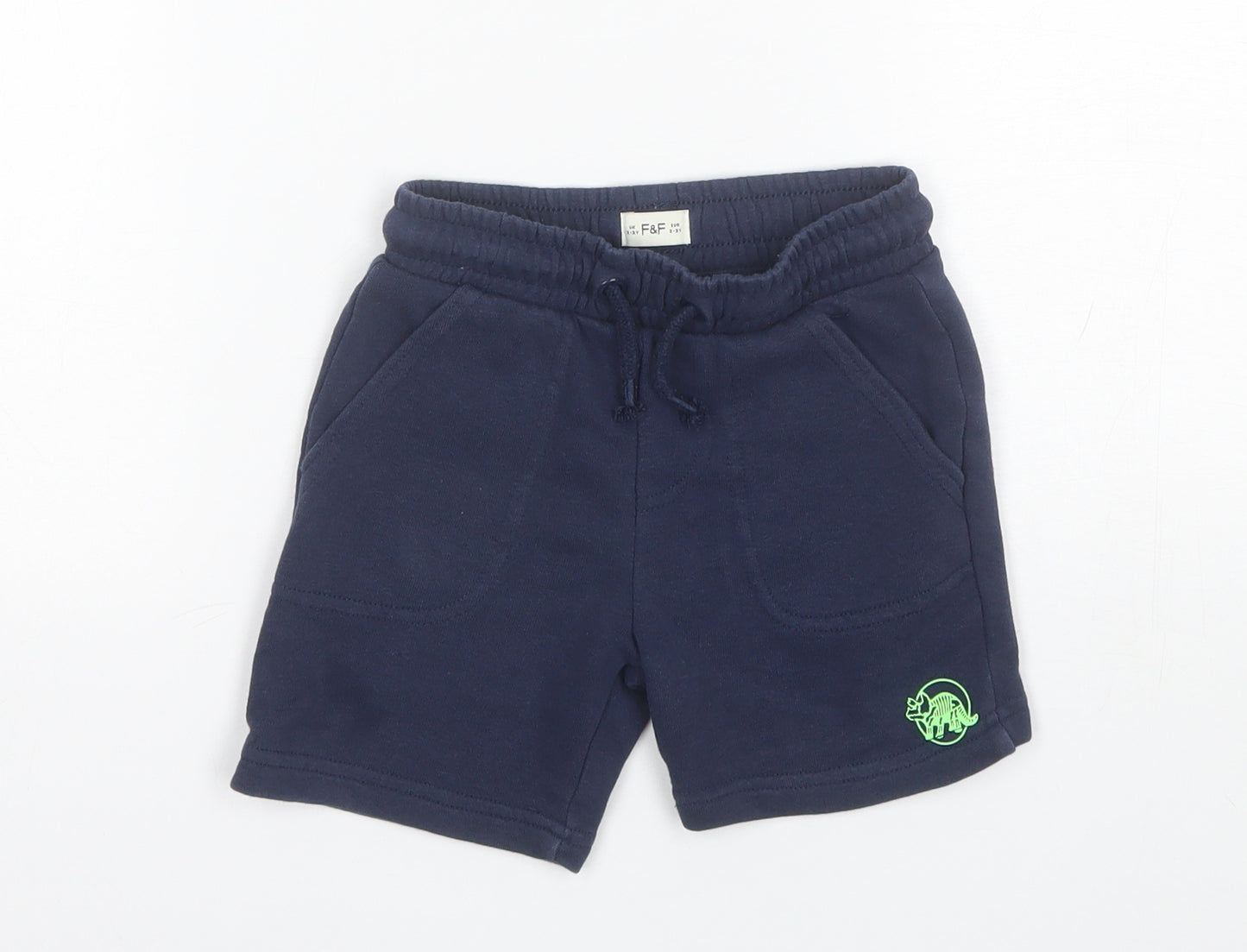 F&F Boys Blue  Cotton Sweat Shorts Size 2-3 Years  Regular