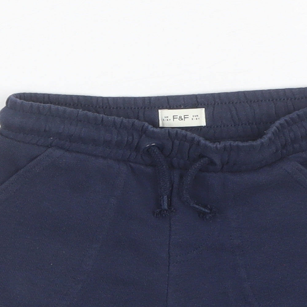 F&F Boys Blue  Cotton Sweat Shorts Size 2-3 Years  Regular