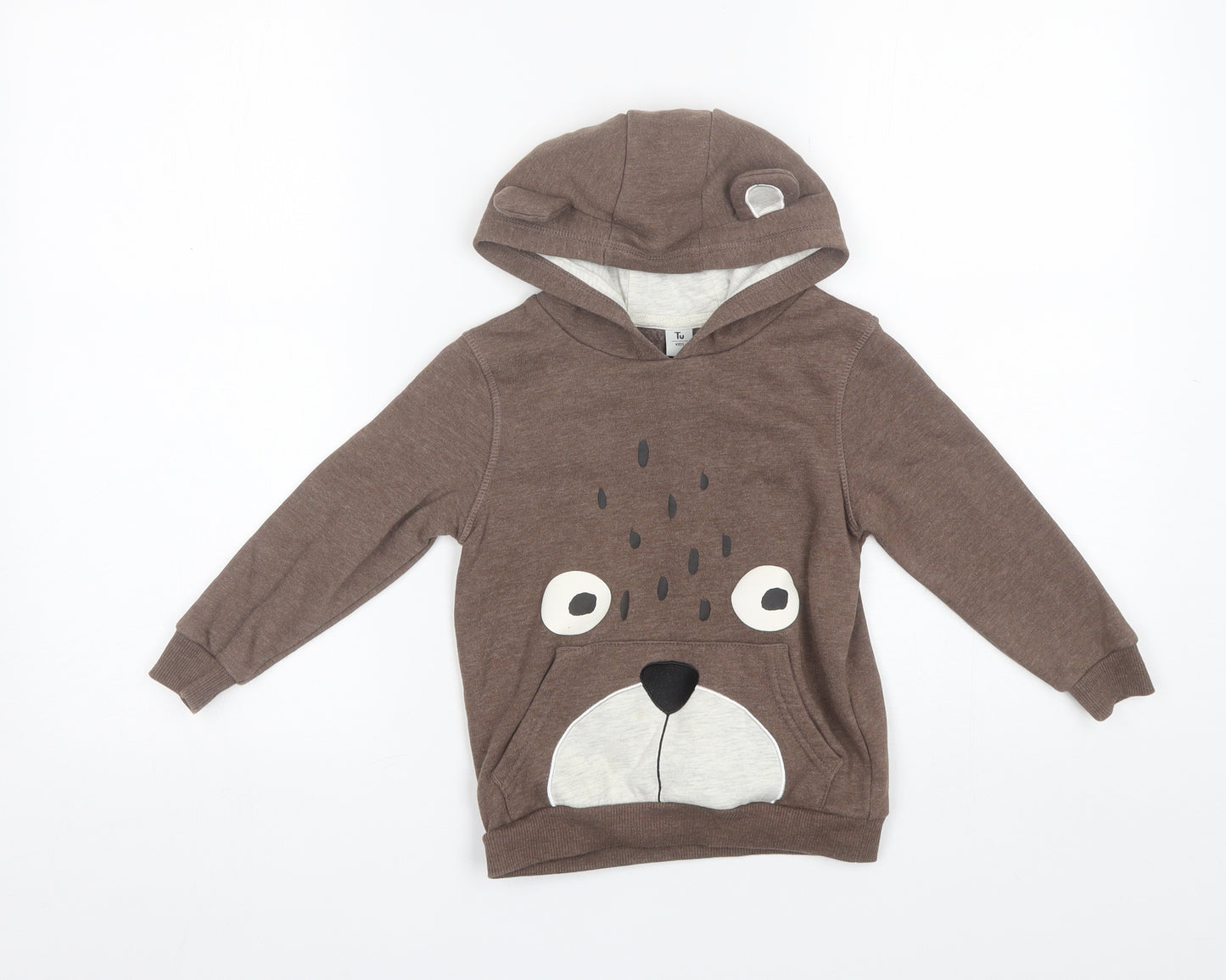 TU Boys Brown  Cotton Pullover Hoodie Size 2-3 Years