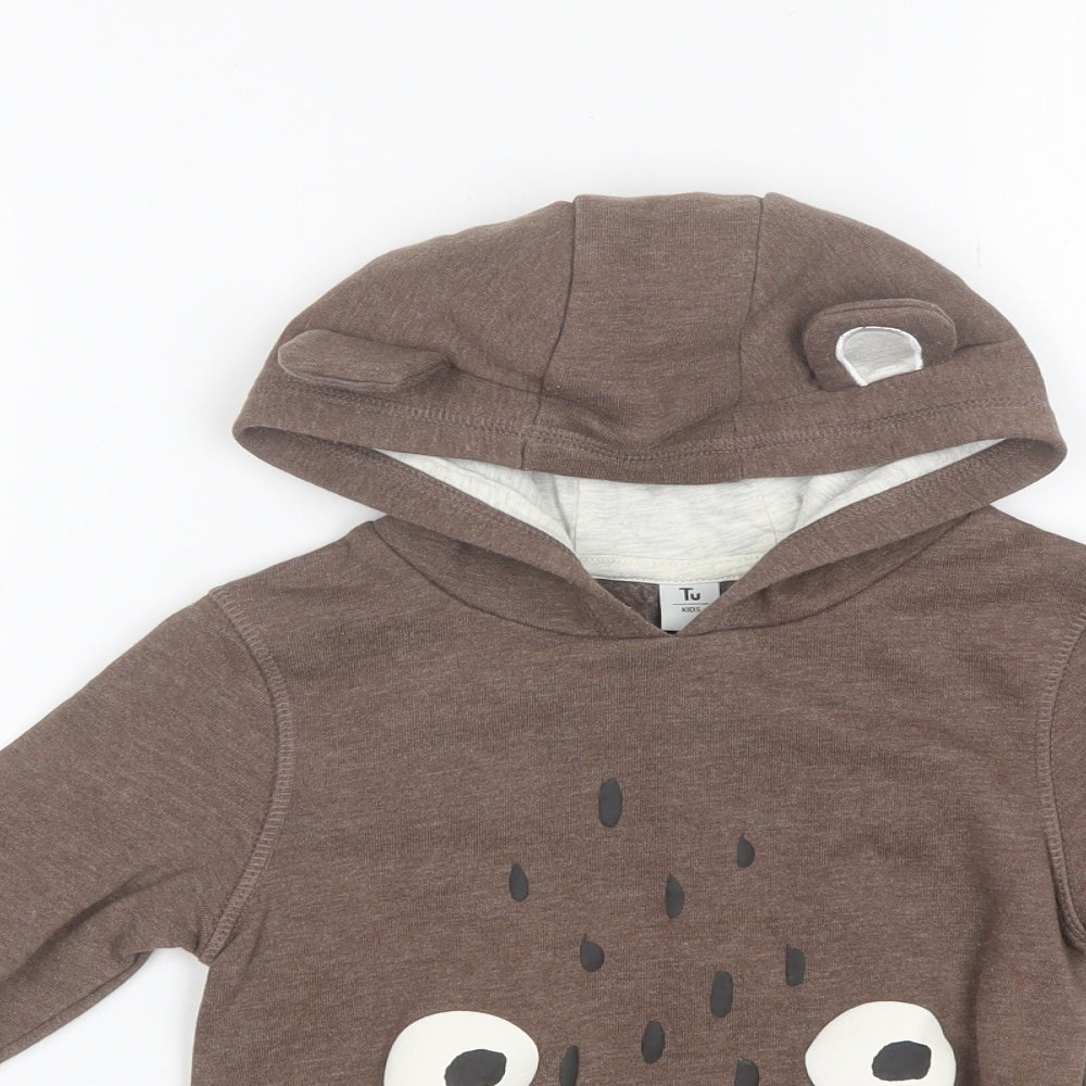 TU Boys Brown  Cotton Pullover Hoodie Size 2-3 Years