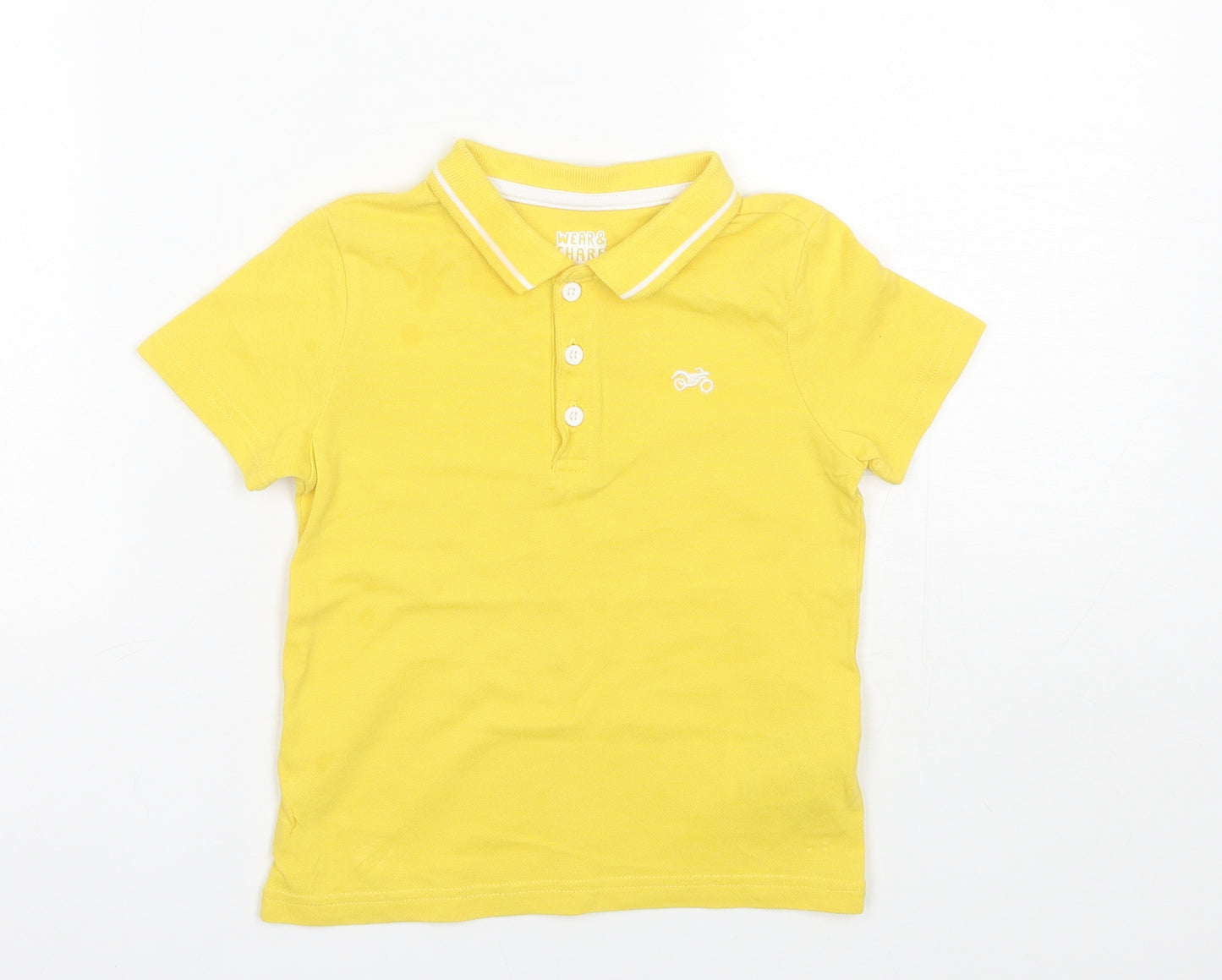 F&F Boys Yellow  Cotton Basic Polo Size 2-3 Years Collared
