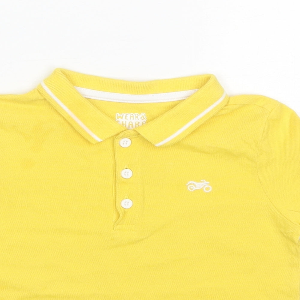 F&F Boys Yellow  Cotton Basic Polo Size 2-3 Years Collared