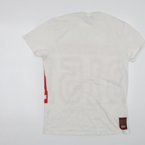Onitsuka Tiger Mens White  Cotton Blend  T-Shirt Size XL Round Neck