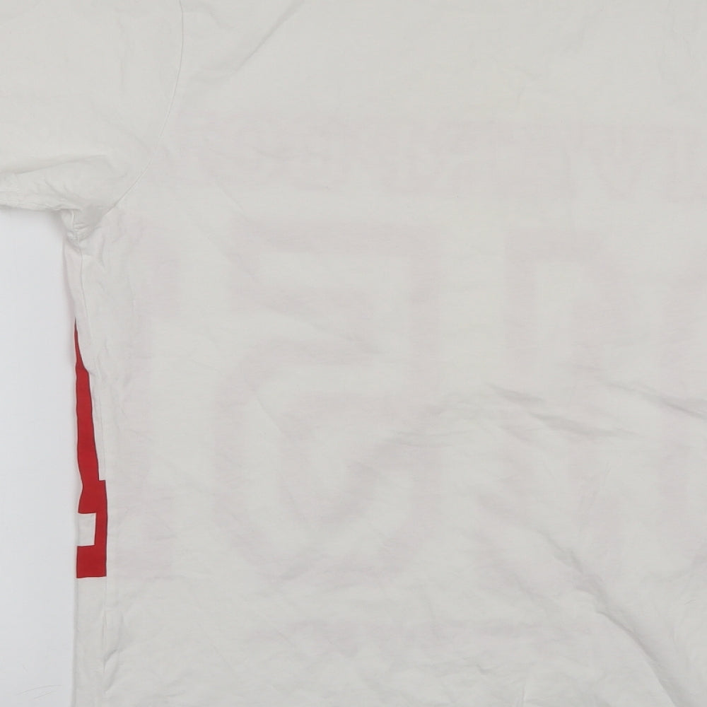 Onitsuka Tiger Mens White  Cotton Blend  T-Shirt Size XL Round Neck
