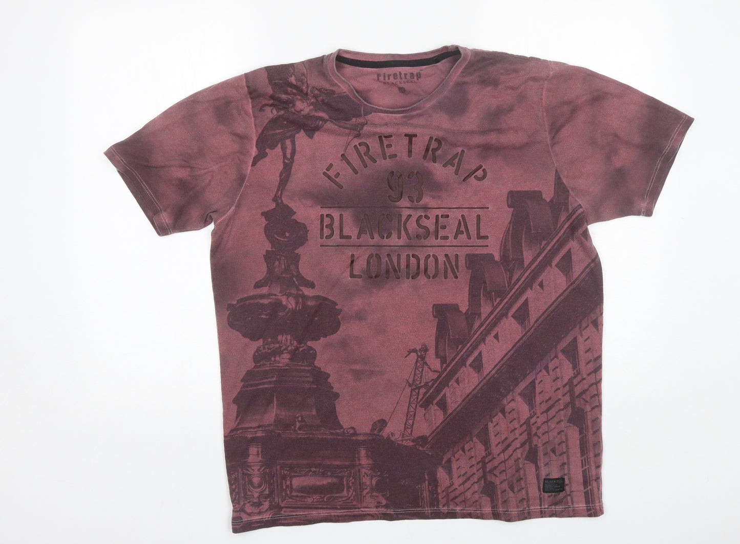 Firetrap Mens Red  Polyester  T-Shirt Size XL Round Neck