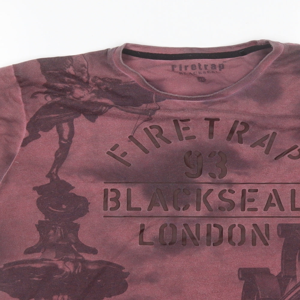 Firetrap Mens Red  Polyester  T-Shirt Size XL Round Neck