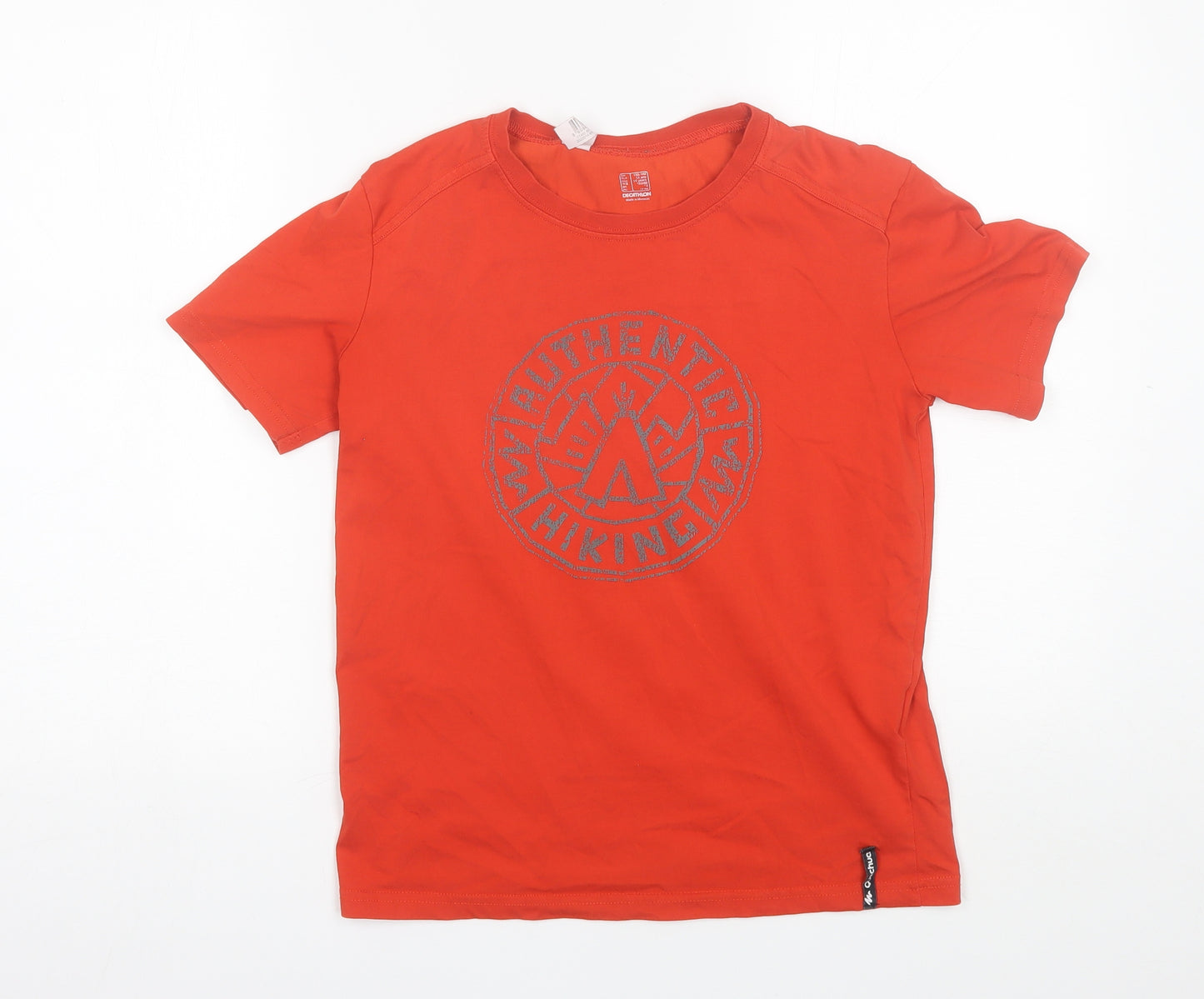 DECATHLON Boys Red  Cotton Basic T-Shirt Size 14 Years Round Neck
