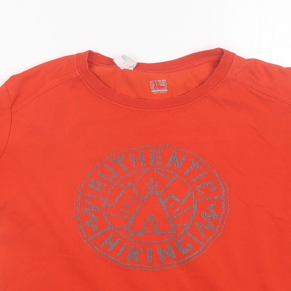 DECATHLON Boys Red  Cotton Basic T-Shirt Size 14 Years Round Neck