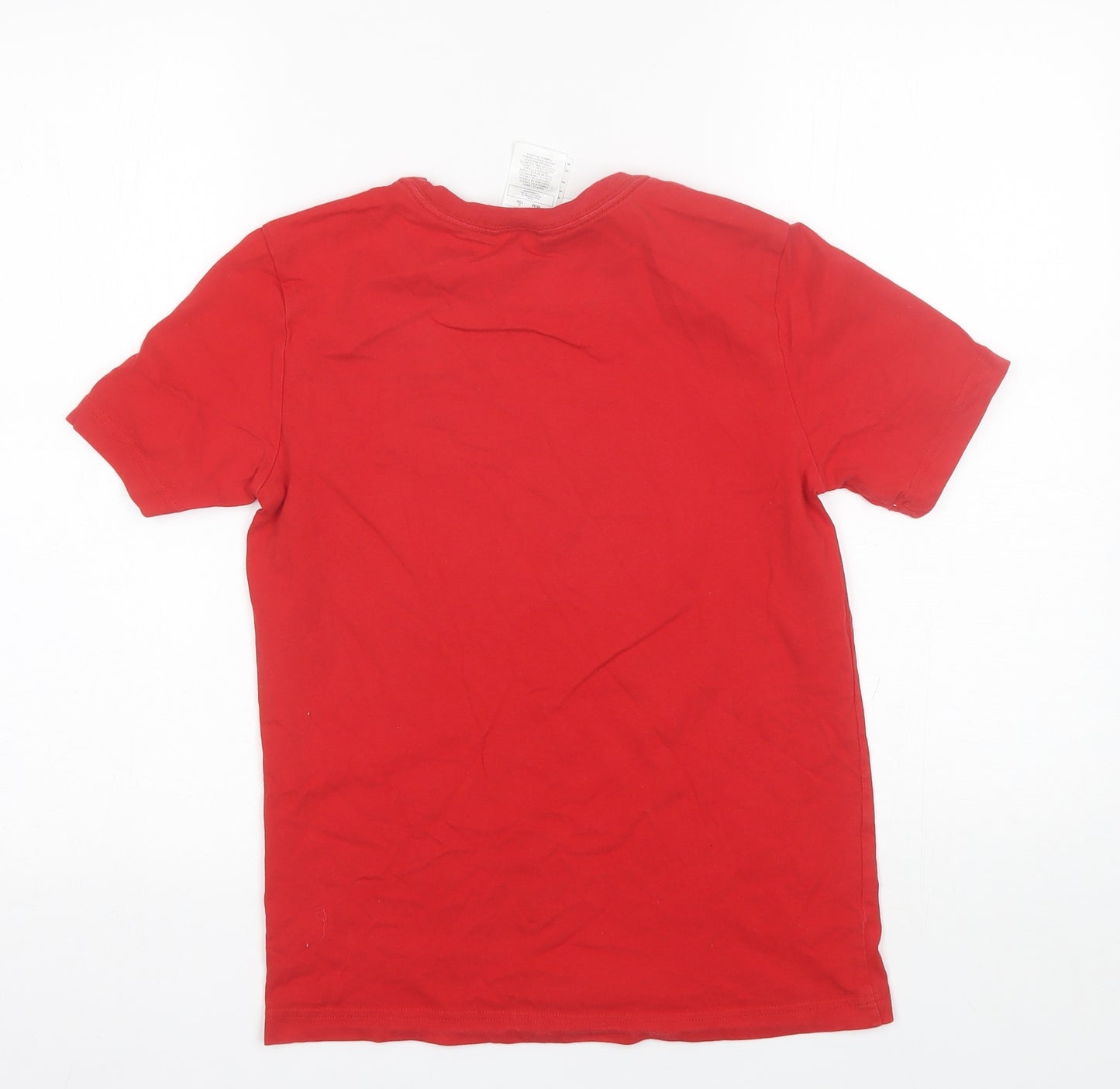 adidas Boys Red  Cotton Basic T-Shirt Size 11-12 Years Round Neck