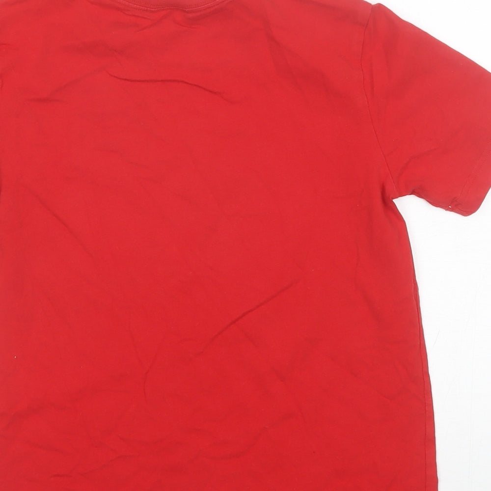 adidas Boys Red  Cotton Basic T-Shirt Size 11-12 Years Round Neck