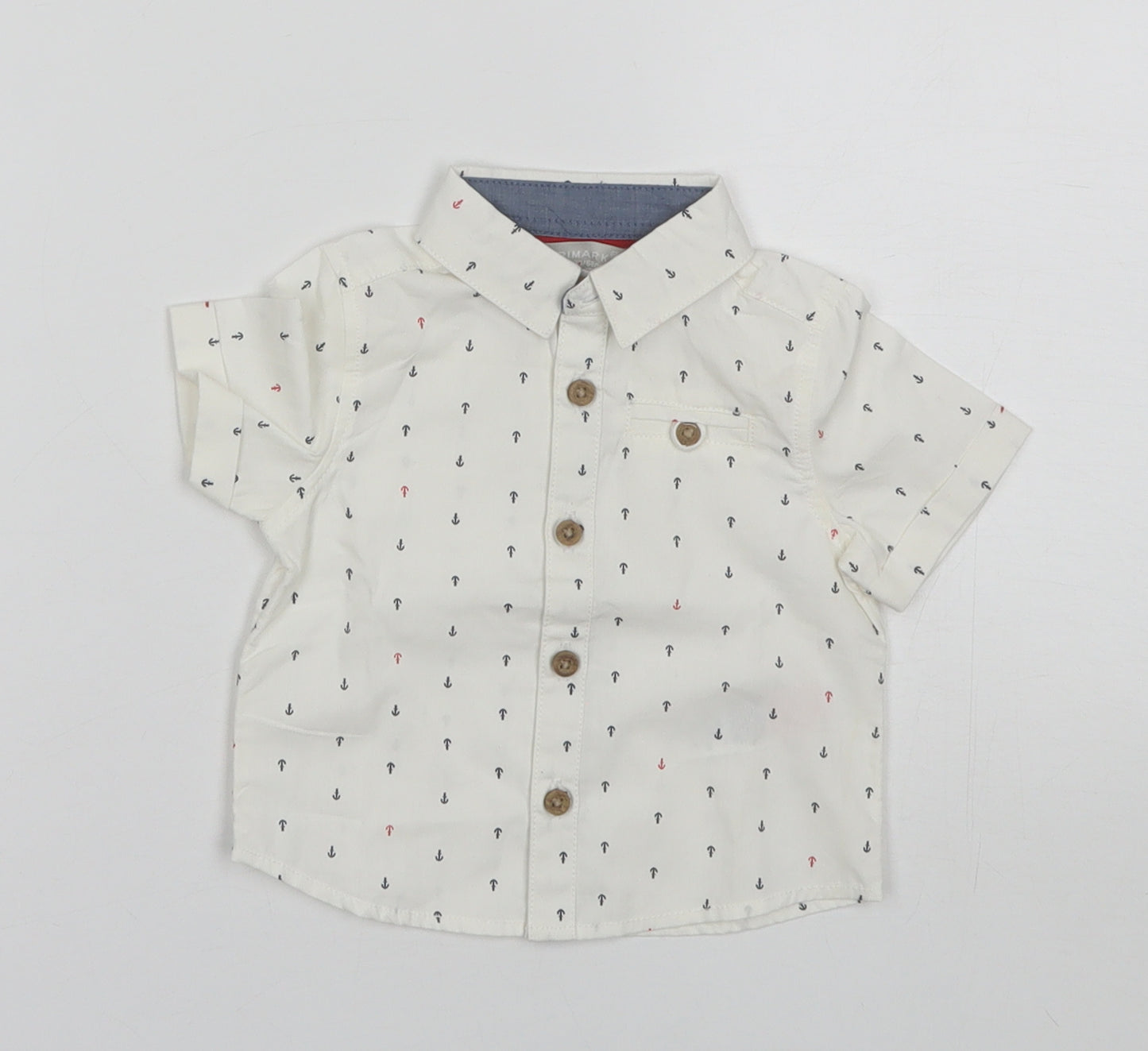 Primark Baby White  Cotton Basic Button-Up Size 3-6 Months Collared