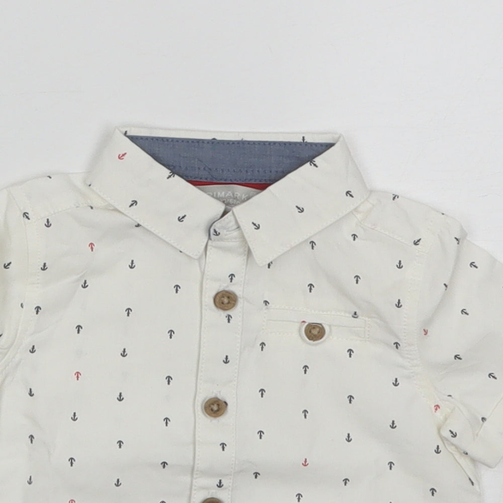 Primark Baby White  Cotton Basic Button-Up Size 3-6 Months Collared