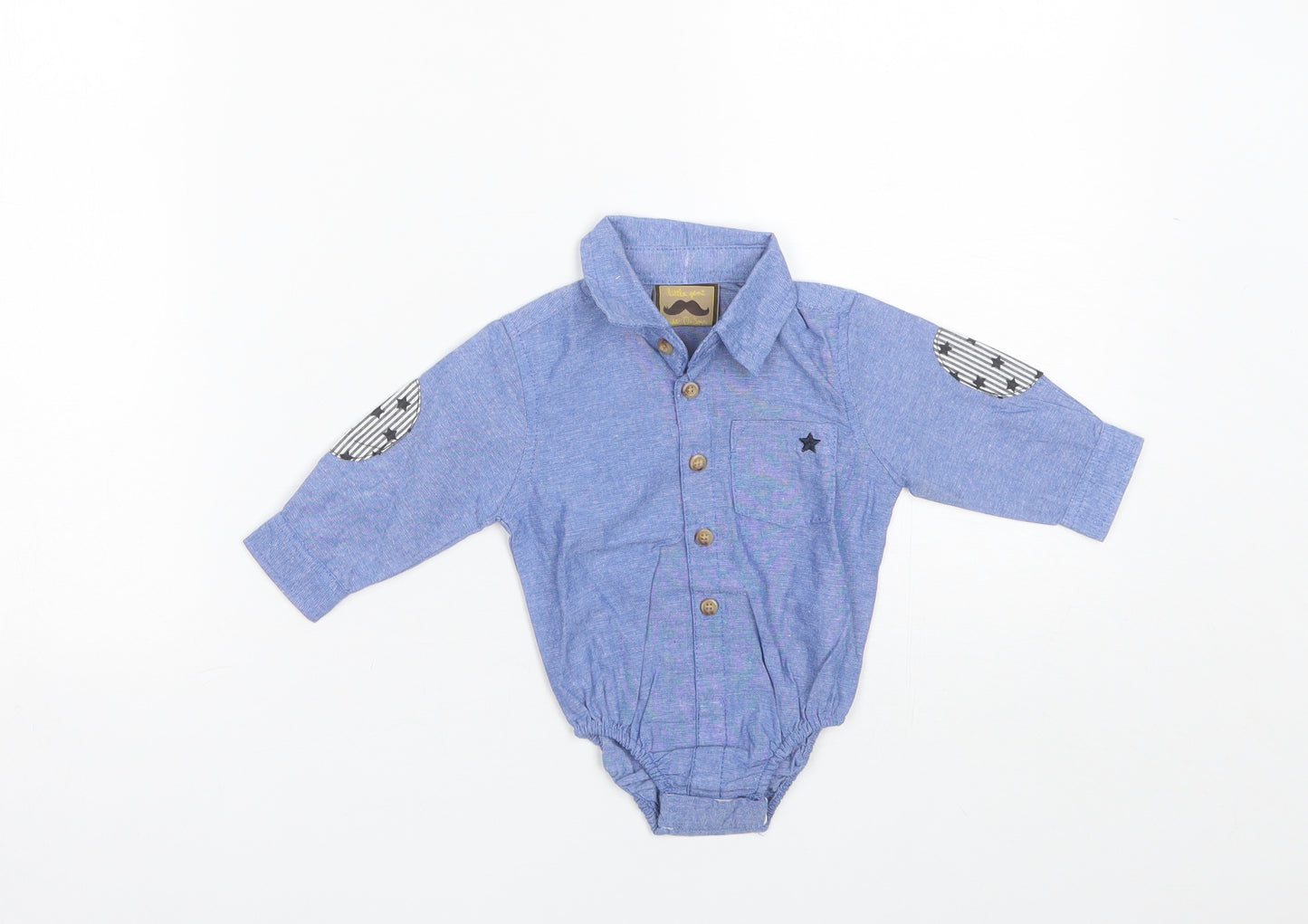 Little Gent Baby Blue  Cotton Romper One-Piece Size 0-3 Months