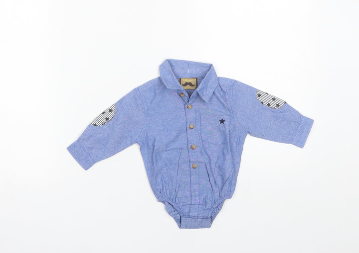 Little Gent Baby Blue Cotton Romper One-Piece Size 0-3 Months