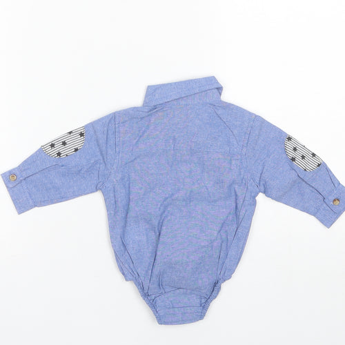 Little Gent Baby Blue  Cotton Romper One-Piece Size 0-3 Months