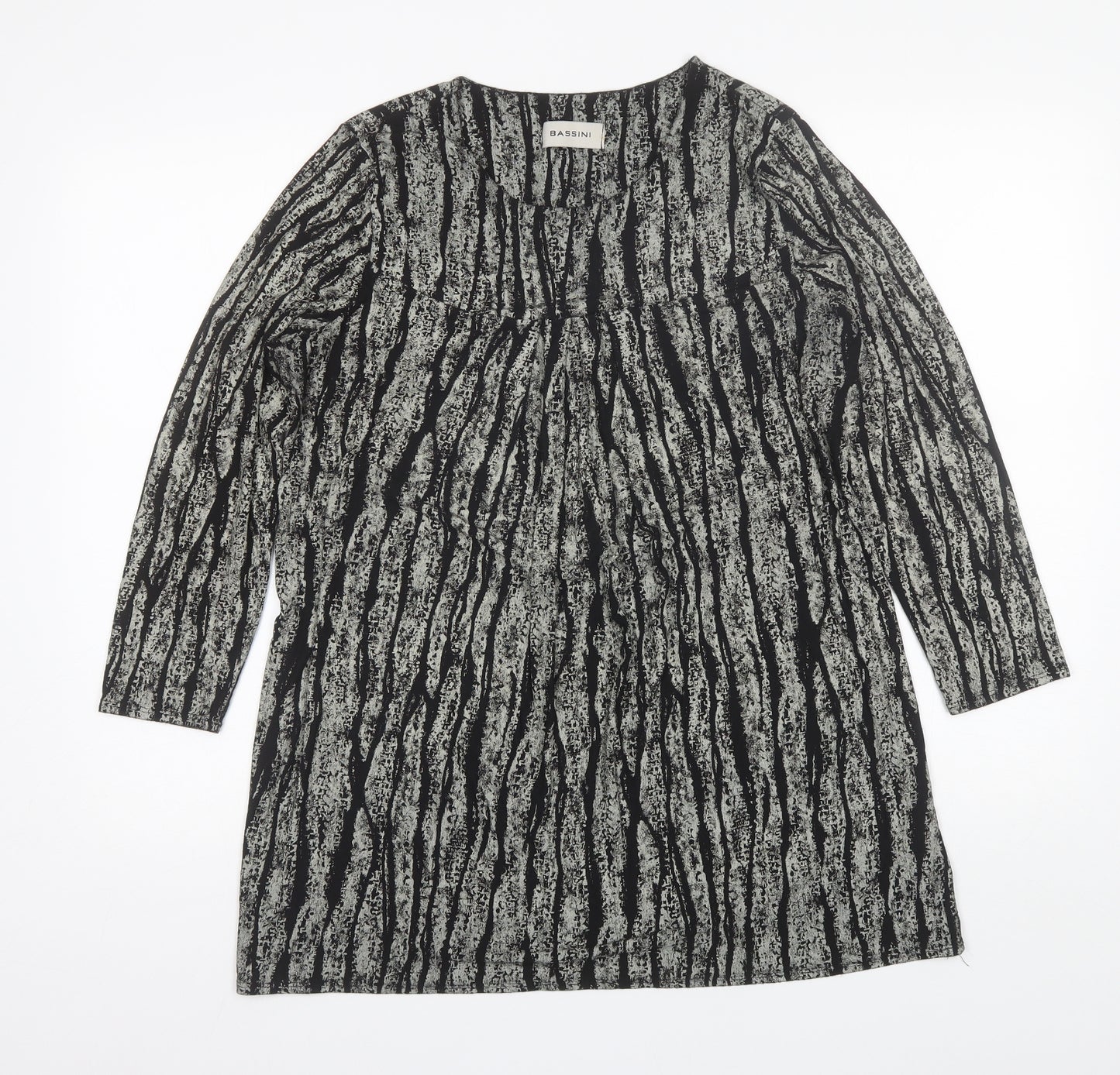 BASSINI Womens Black  Viscose Basic Blouse Size XL Round Neck