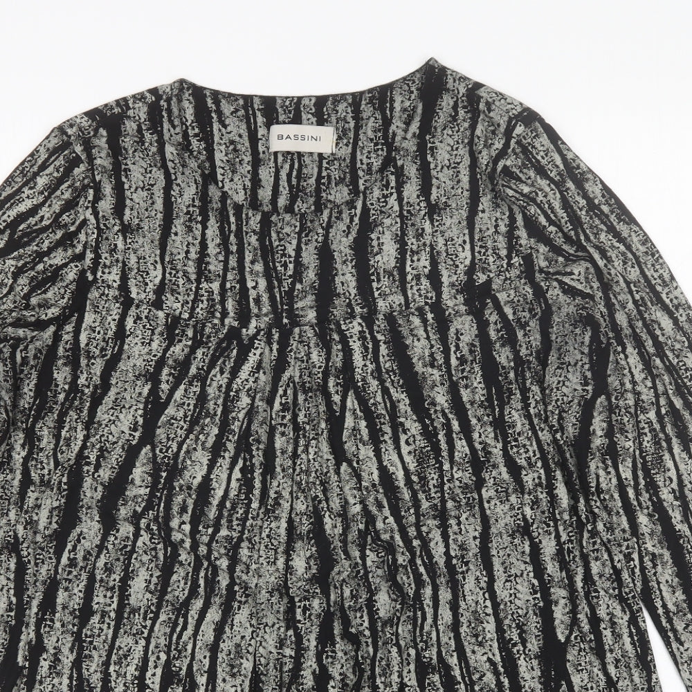 BASSINI Womens Black  Viscose Basic Blouse Size XL Round Neck