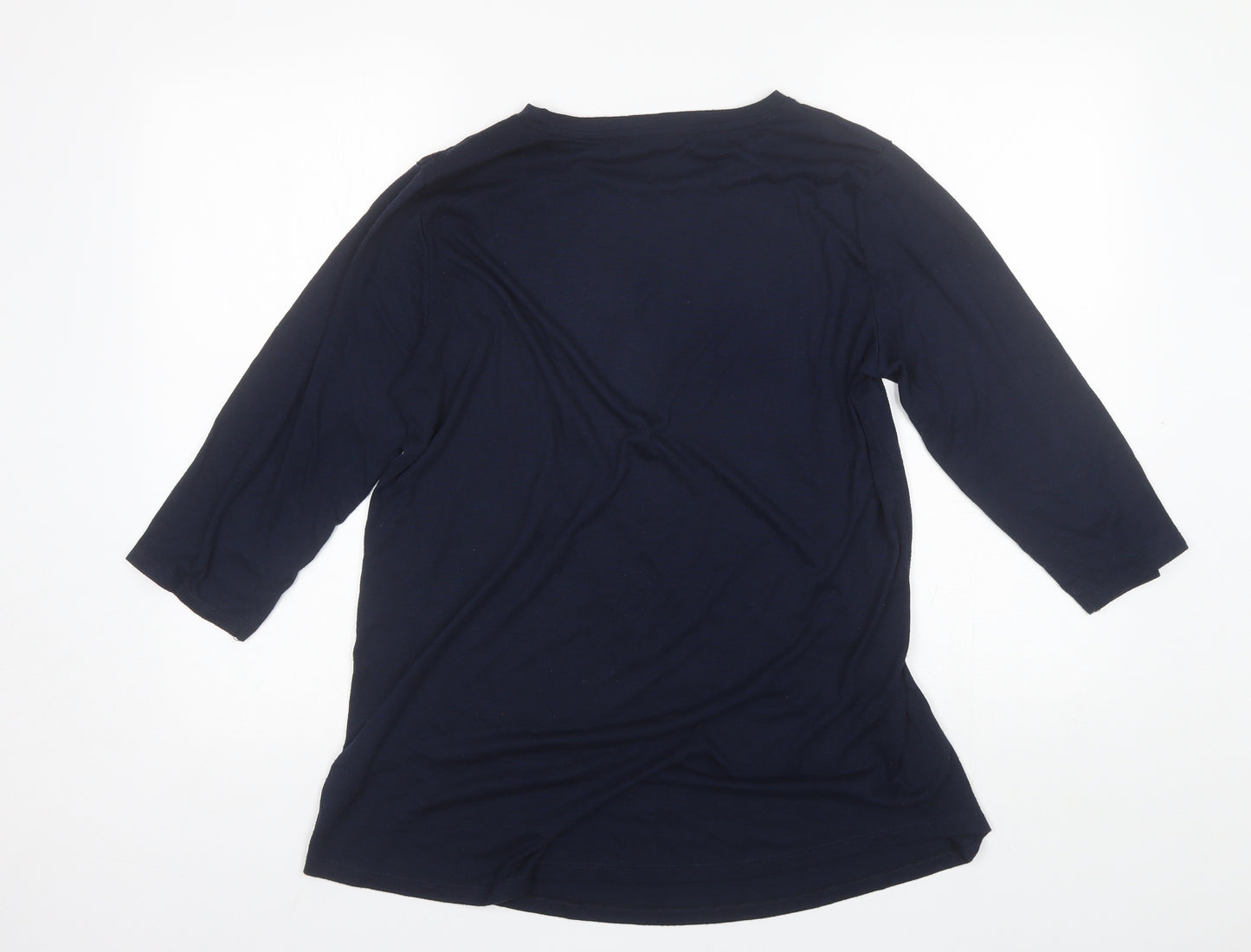 Marks and Spencer Womens Blue  Polyester Basic T-Shirt Size 16 Round Neck