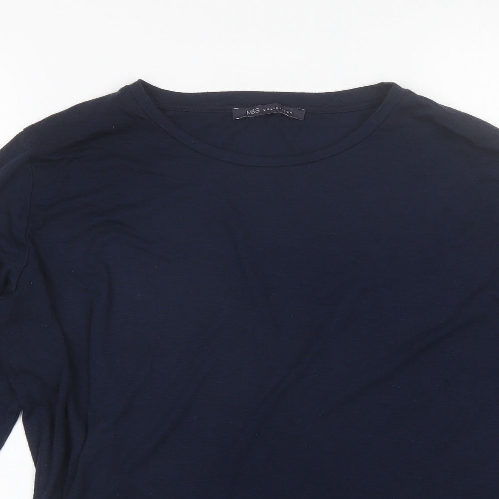 Marks and Spencer Womens Blue  Polyester Basic T-Shirt Size 16 Round Neck