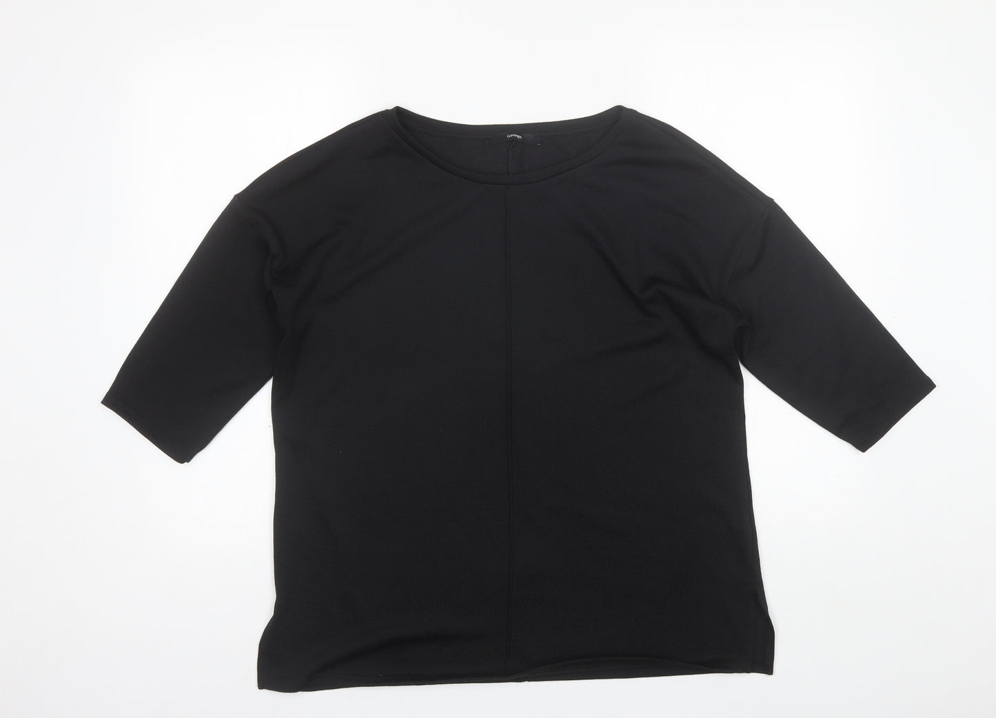 George Womens Black  Polyester Basic T-Shirt Size 14 Round Neck