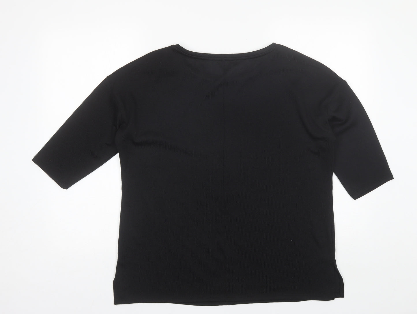 George Womens Black  Polyester Basic T-Shirt Size 14 Round Neck