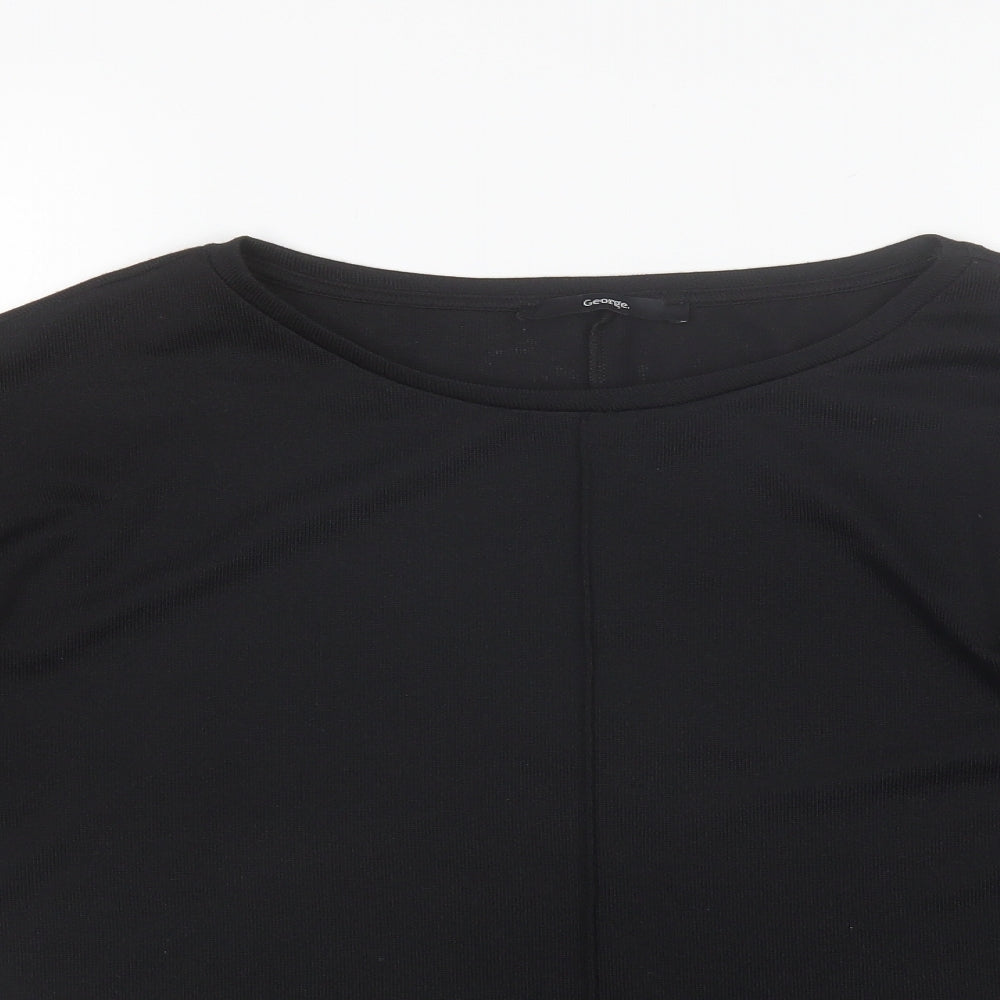 George Womens Black  Polyester Basic T-Shirt Size 14 Round Neck
