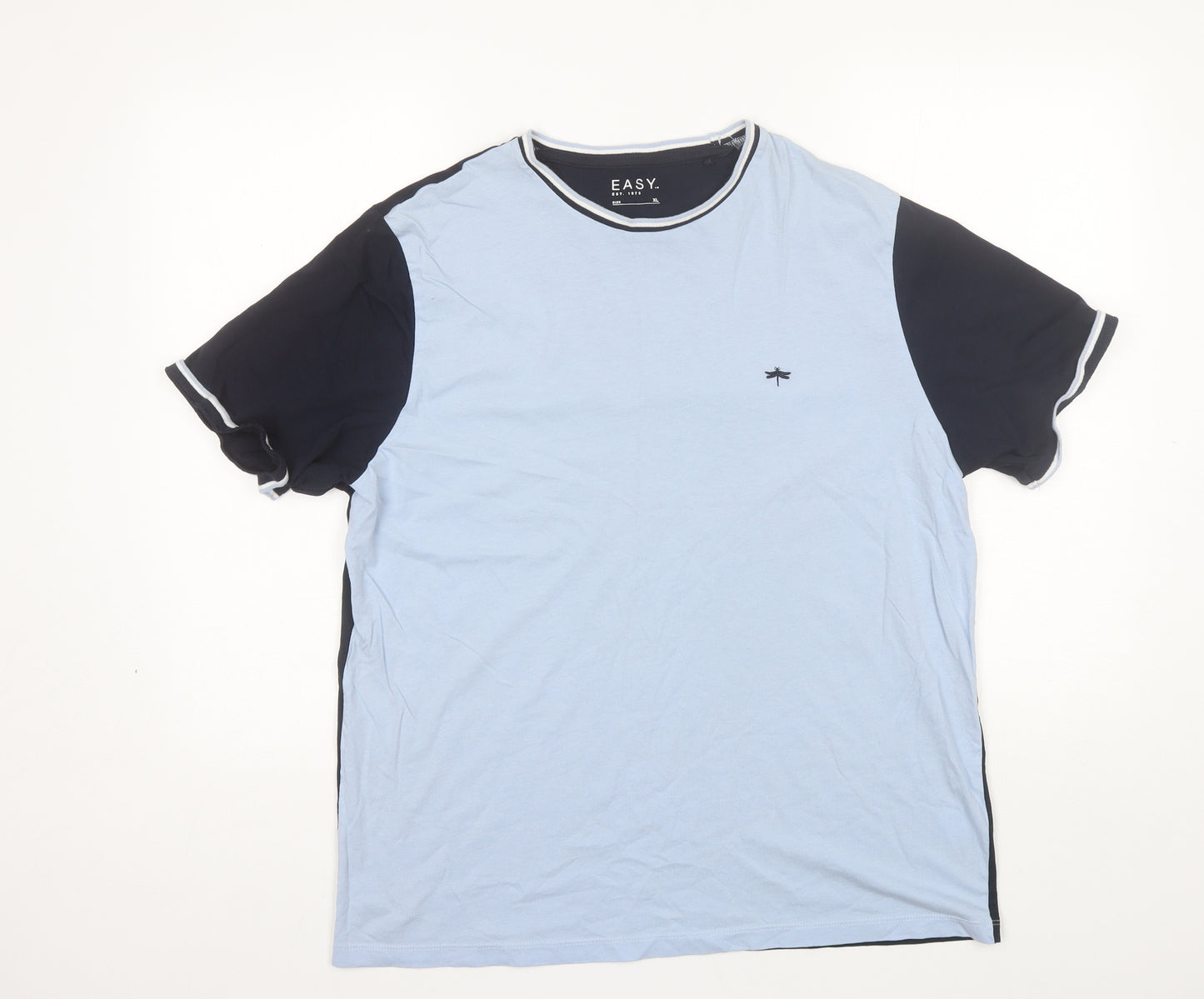 Easy Mens Blue  Cotton  T-Shirt Size XL Round Neck