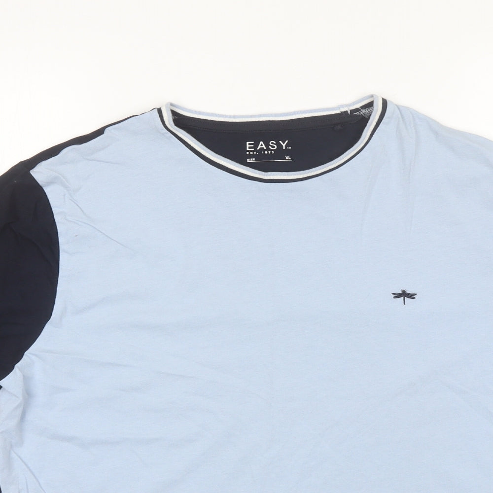 Easy Mens Blue  Cotton  T-Shirt Size XL Round Neck