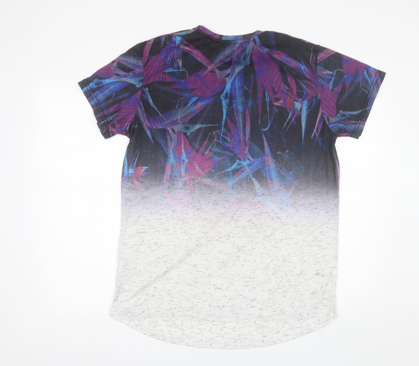 Primark Mens Purple Floral Polyester  T-Shirt Size L Round Neck