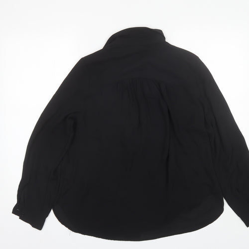 H&M Womens Black  Polyester Basic Button-Up Size 16 Collared