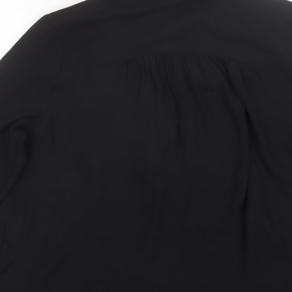 H&M Womens Black  Polyester Basic Button-Up Size 16 Collared