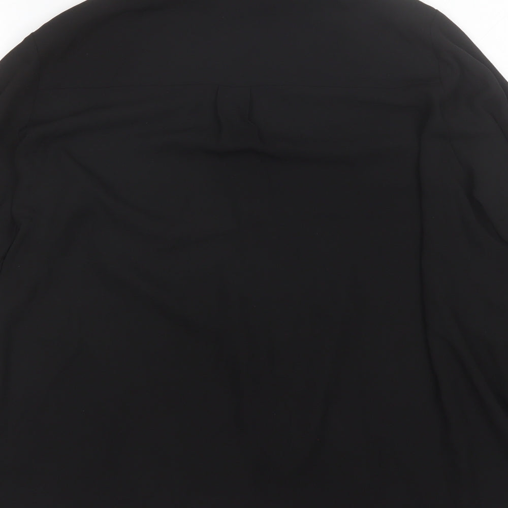 TU Womens Black  Polyester Basic Button-Up Size 14 Collared