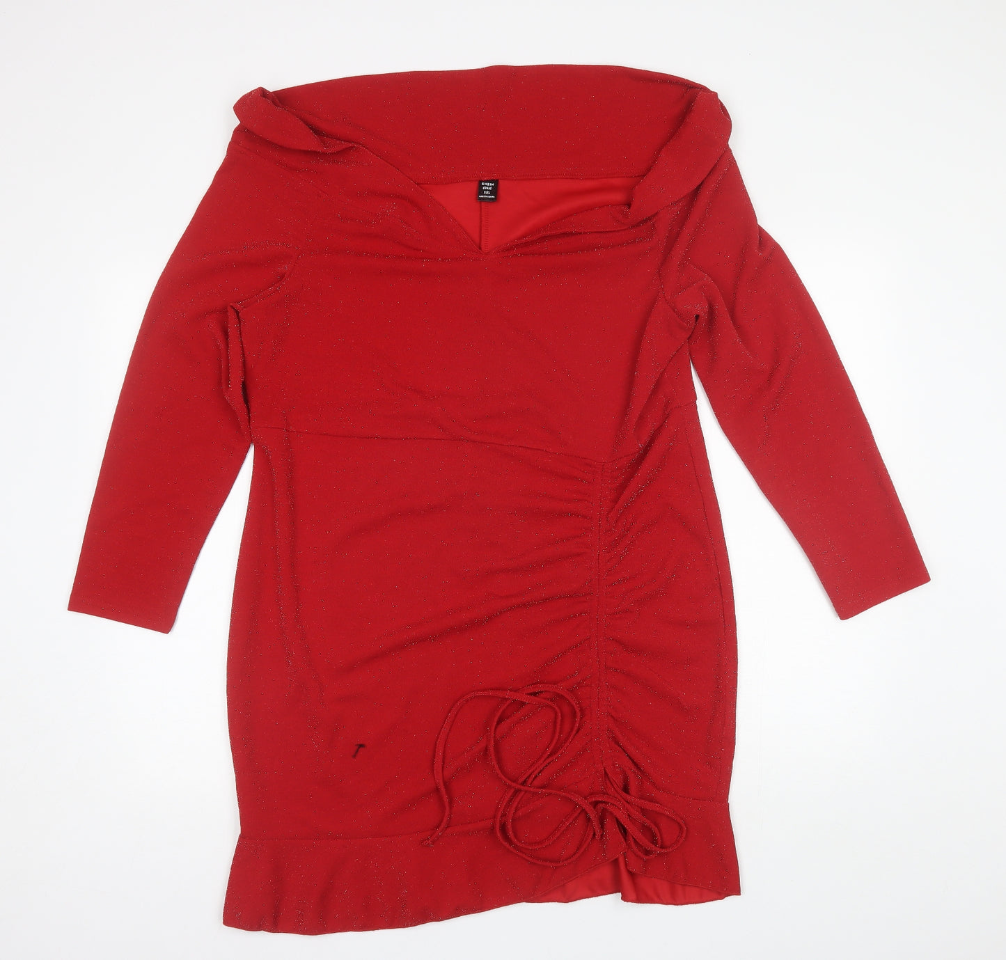 SheIn Womens Red  Cotton Shift  Size 3XL  Collared