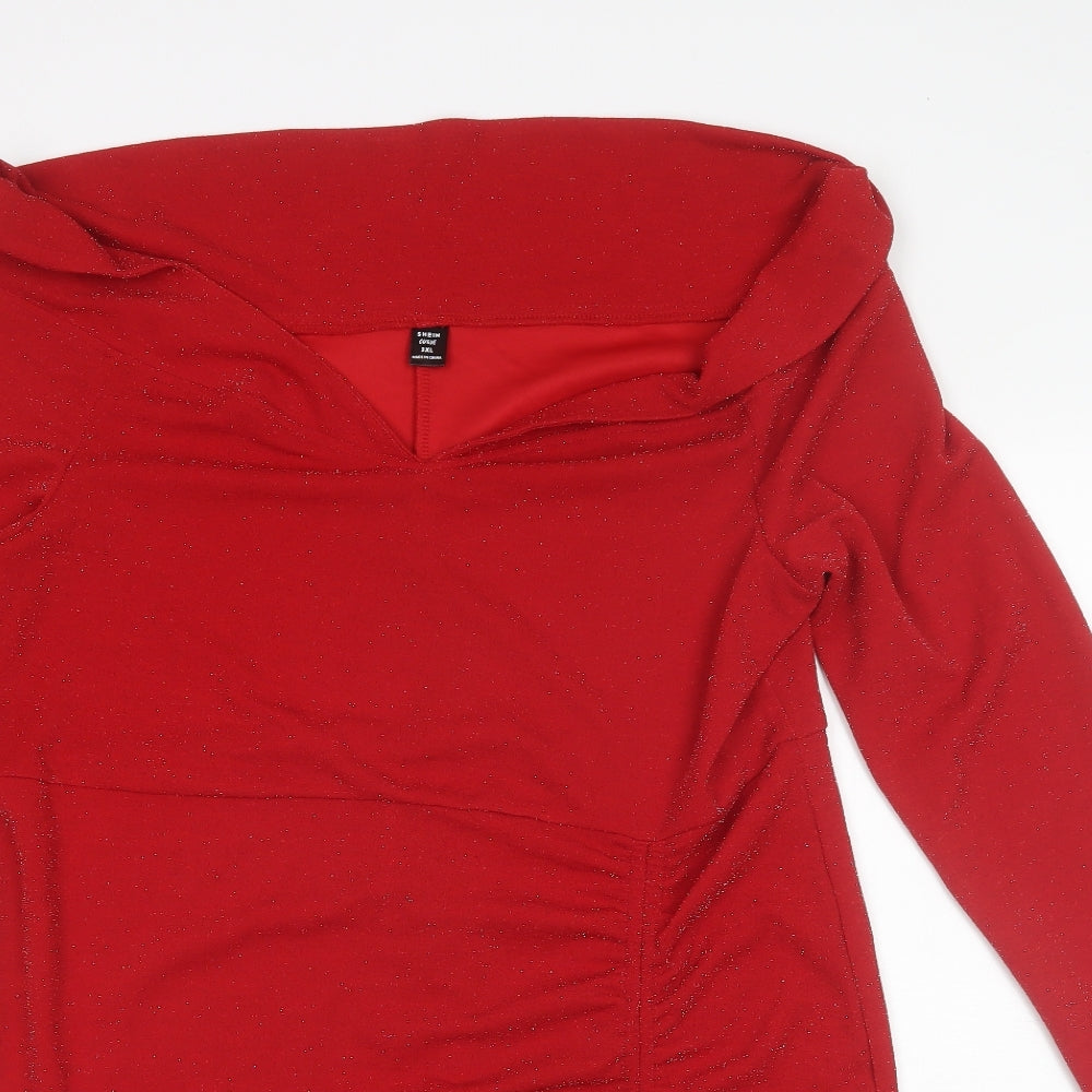 SheIn Womens Red  Cotton Shift  Size 3XL  Collared