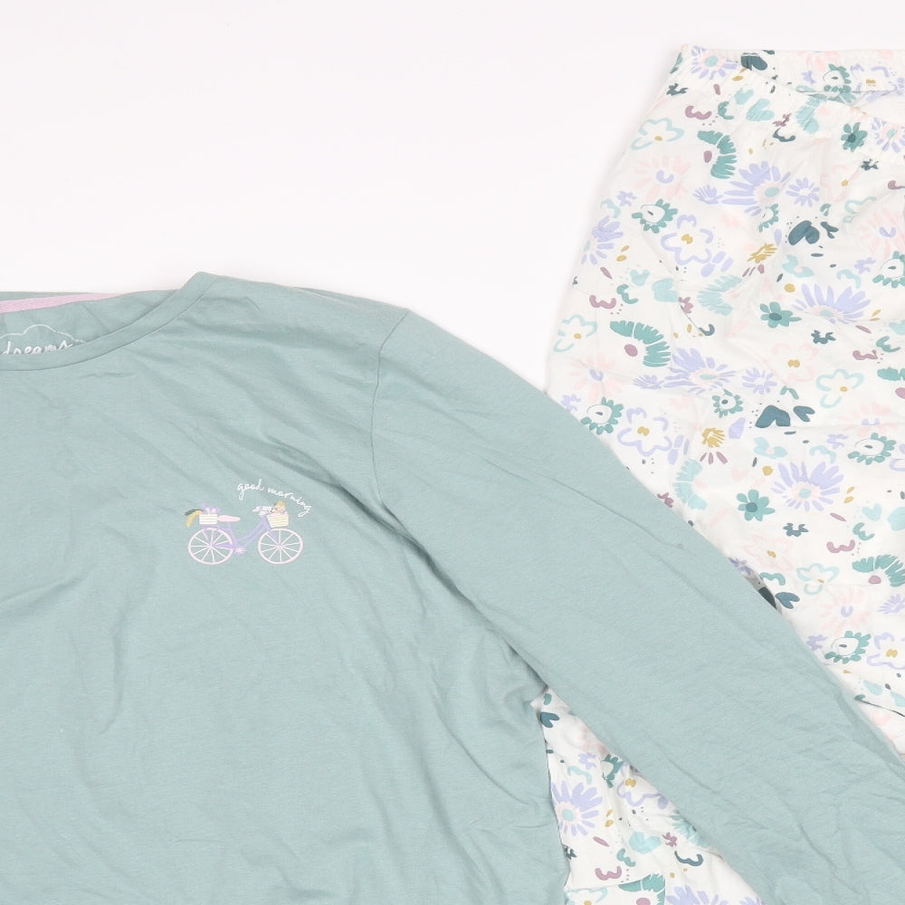 Nutmeg Womens Green Floral Cotton  Pyjama Set Size 20