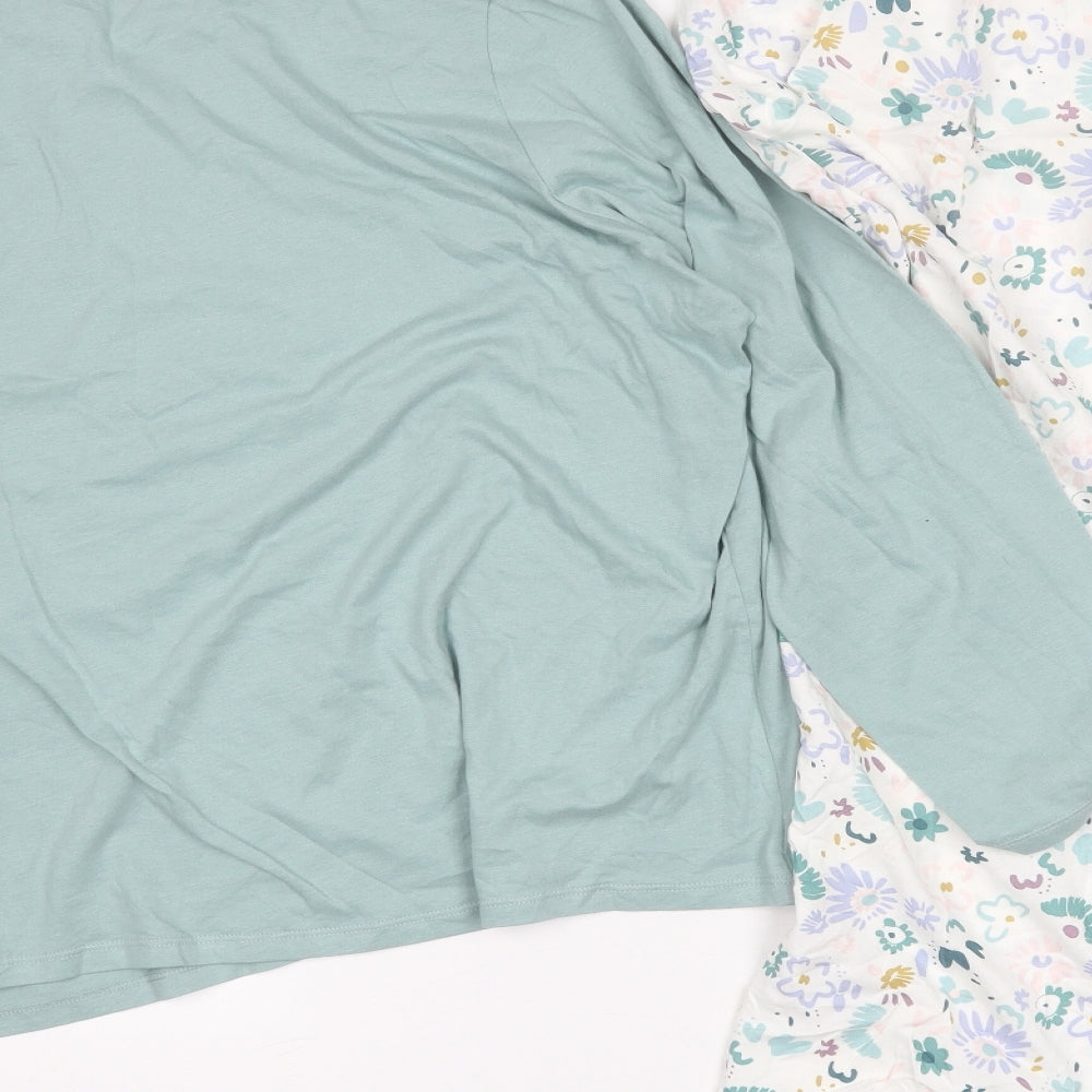 Nutmeg Womens Green Floral Cotton  Pyjama Set Size 20