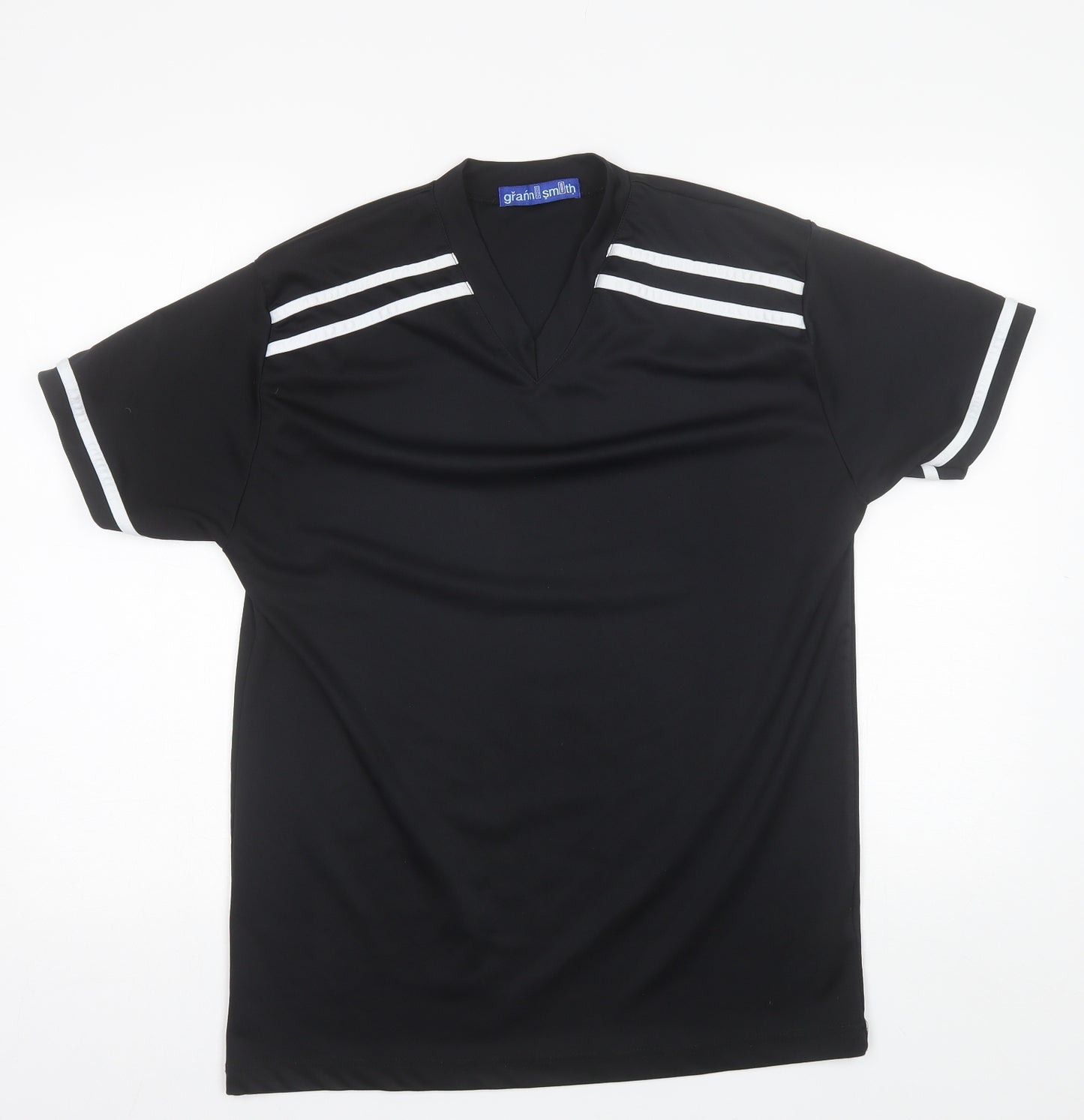 Grann Smith Mens Black  Polyester  T-Shirt Size L V-Neck