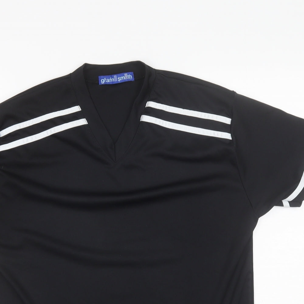 Grann Smith Mens Black  Polyester  T-Shirt Size L V-Neck