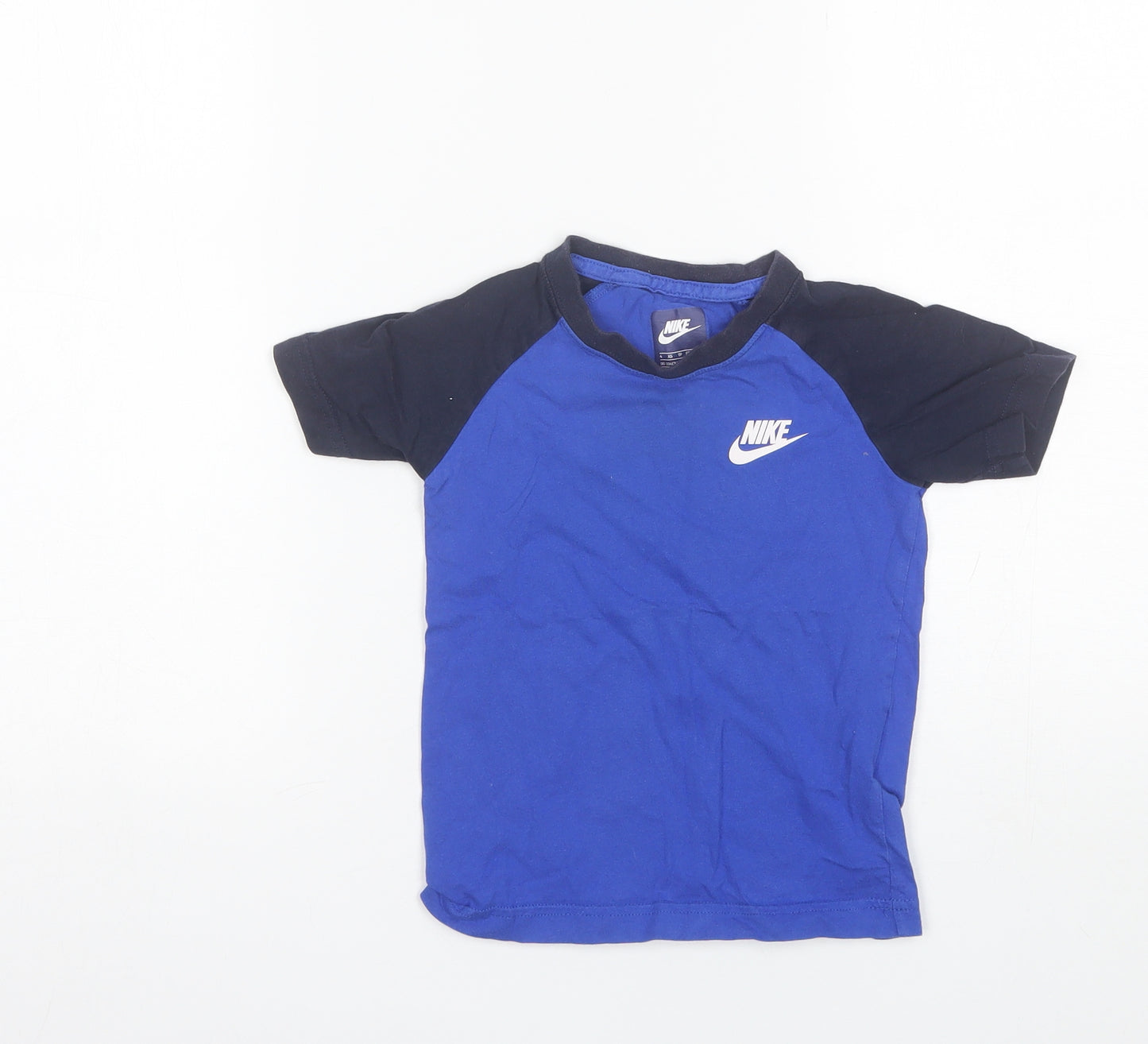 Nike Boys Blue  Cotton Basic T-Shirt Size 3-4 Years Round Neck